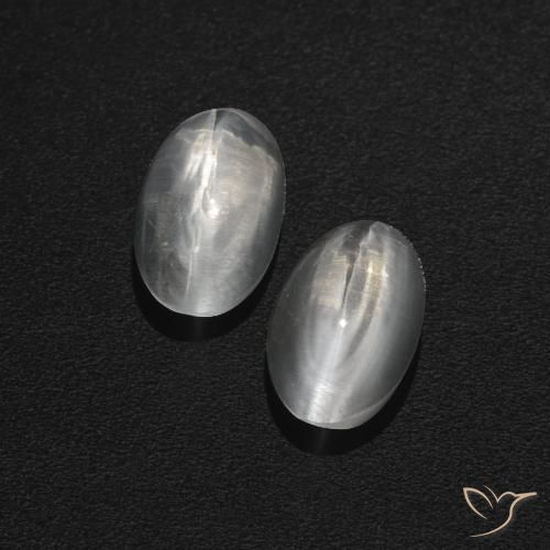 2.04ctw Natural Branco claro Sillimanita Olho de Gato, oval, Translúcido
