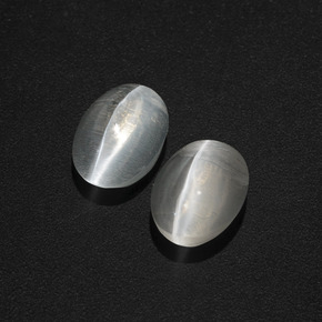 Pedras preciosas de Sillimanita Olho de Gato Branco claro natural de 2.42 ct, Corte Oval, Translúcido