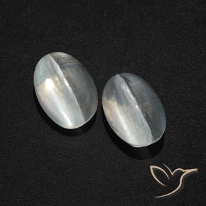 Pedras preciosas de Sillimanita Olho de Gato Branco claro natural de 2.94 ct, oval, Translúcido