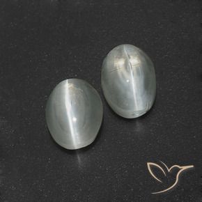 Pedras preciosas de Sillimanita Olho de Gato Branco claro natural de 2.99 ct, oval, Translúcido