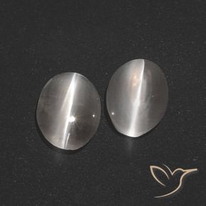 Pedras preciosas de Sillimanita Olho de Gato Cinza muito claro natural de 2.57 ct, oval, Translúcido