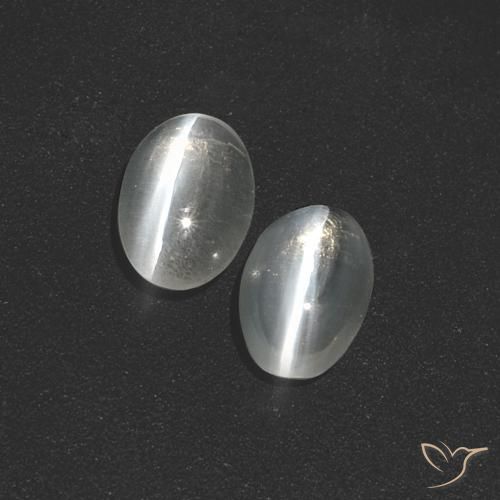 1.89ctw Natural Branco claro Sillimanita Olho de Gato, oval, Translúcido