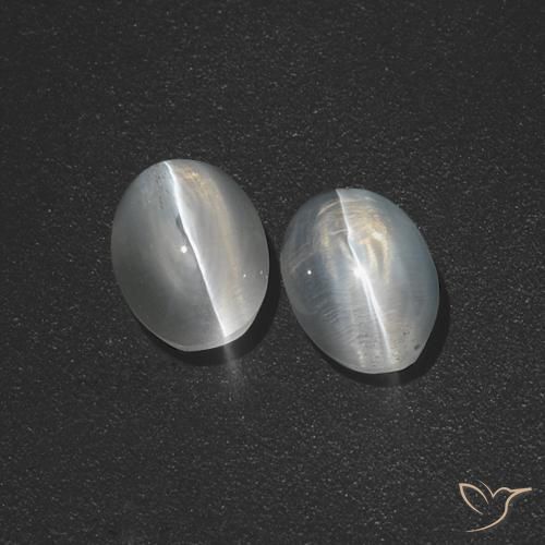 2.53ctw Natural Branco claro Sillimanita Olho de Gato, oval, Translúcido