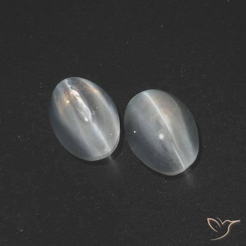 2.53ctw Natural Branco claro Sillimanita Olho de Gato, oval, Translúcido