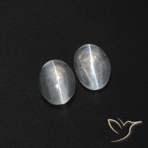 Pedras preciosas de Sillimanita Olho de Gato Branco claro natural de 2.62 ct, oval, Translúcido