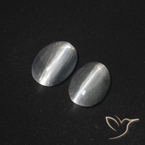 Pedras preciosas de Sillimanita Olho de Gato Branco claro natural de 2.53 ct, oval, Translúcido