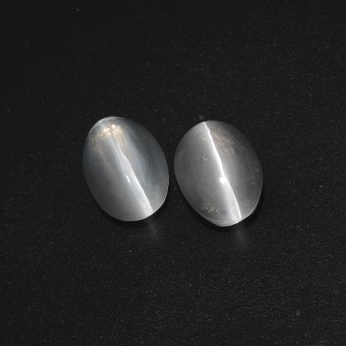 Pedras preciosas de sillimanite cat's eye cinza natural de 2,32 ct, corte oval, translúcido