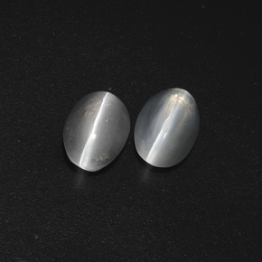 Pedras preciosas de sillimanite cat's eye cinza natural de 2,32 ct, corte oval, translúcido