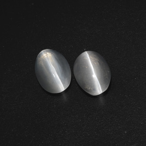 Pedras preciosas de sillimanite cat's eye cinza natural de 2,32 ct, corte oval, translúcido