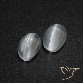 Pedras preciosas de Sillimanita Olho de Gato Branco claro natural de 2.71 ct, oval, Translúcido