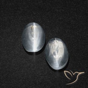 Pedras preciosas de Sillimanita Olho de Gato Branco claro natural de 2.49 ct, oval, Translúcido