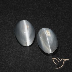 Pedras preciosas de Sillimanita Olho de Gato Branco claro natural de 2.47 ct, oval, Translúcido