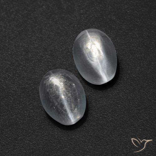 Pedras preciosas de Sillimanita Olho de Gato Branco claro natural de 1.83 ct, oval, Translúcido