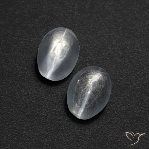 Pedras preciosas de Sillimanita Olho de Gato Branco claro natural de 1.83 ct, oval, Translúcido