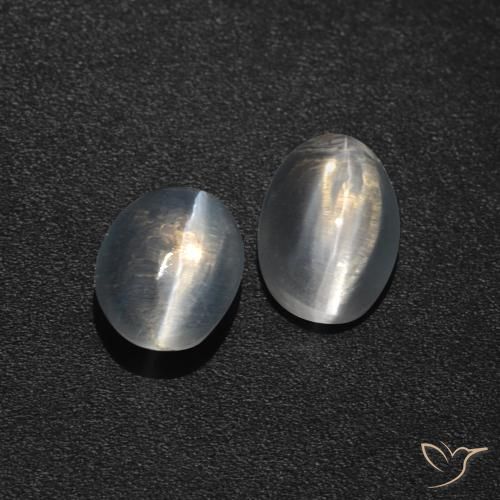 Pedras preciosas de Sillimanita Olho de Gato Branco claro natural de 2.59 ct, oval, Translúcido