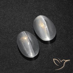 Pedras preciosas de Sillimanita Olho de Gato Branco claro natural de 2.86 ct, oval, Translúcido