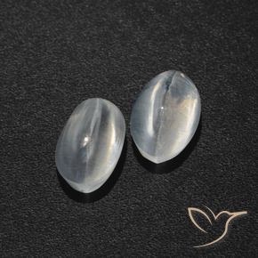 Pedras preciosas de Sillimanita Olho de Gato Branco claro natural de 1.95 ct, oval, Translúcido