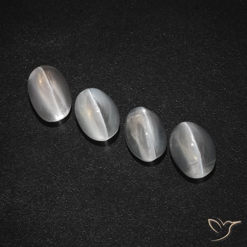 4.26ctw Natural Branco claro Sillimanita Olho de Gato, oval, Translúcido