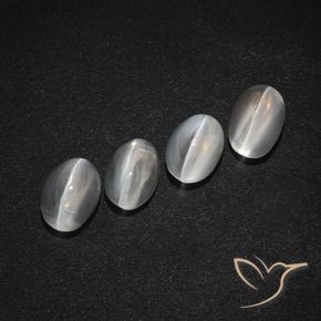 Pedras preciosas de Sillimanita Olho de Gato Branco claro natural de 4.26 ct, oval, Translúcido
