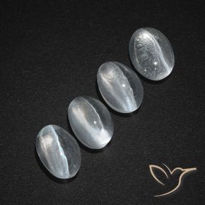 Pedras preciosas de Sillimanita Olho de Gato Branco claro natural de 4.08 ct, oval, Translúcido