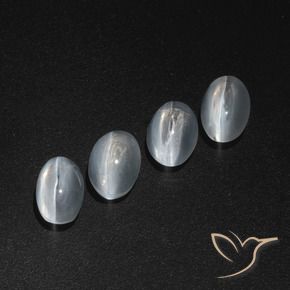 Pedras preciosas de Sillimanita Olho de Gato Branco claro natural de 4.68 ct, oval, Translúcido