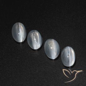 Pedras preciosas de Sillimanita Olho de Gato Branco claro natural de 4.68 ct, oval, Translúcido