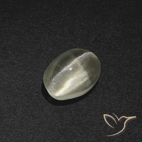 Sillimanita Olho de Gato branco quente Natural 1.84ct, oval, Translúcido