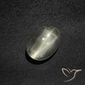 Sillimanita Olho de Gato branco quente Natural 2.76ct, oval, Translúcido