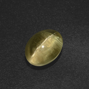 Sillimanita Olho de Gato Marrom esverdeado Natural 2.46ct, Corte Oval, Translúcido
