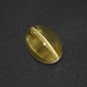 Sillimanita Olho de Gato Marrom esverdeado Natural 2.87ct, Corte Oval, Translúcido