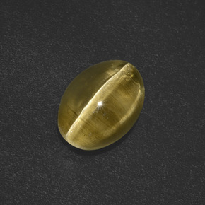 Sillimanita Olho de Gato Marrom esverdeado Natural 2.87ct, Corte Oval, Translúcido