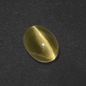 Sillimanita Olho de Gato Marrom esverdeado Natural 3.41ct, Corte Oval, Translúcido