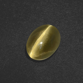 Sillimanita Olho de Gato Marrom esverdeado Natural 3.41ct, Corte Oval, Translúcido