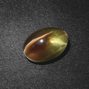 Sillimanita Olho de Gato Marrom esverdeado Natural 3,34ct, Corte Oval, Translúcido