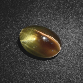Sillimanita Olho de Gato Marrom esverdeado Natural 3,34ct, Corte Oval, Translúcido