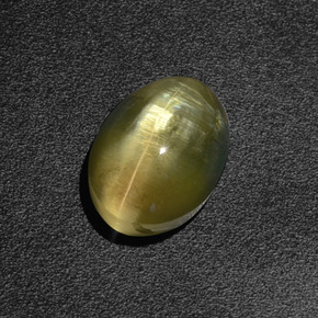 Sillimanita Olho de Gato Marrom esverdeado Natural 2.64ct, Corte Oval, Translúcido