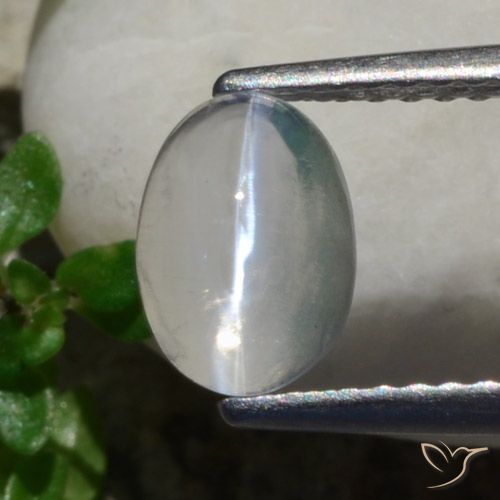 1.47ct Natural Branco Sillimanita Olho de Gato, oval, Transparente