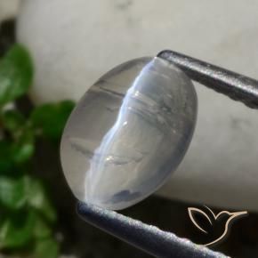 Sillimanita Olho de Gato Cinza muito claro Natural 1.42ct, oval, Transparente