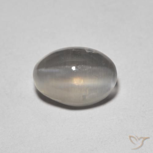 1.64ct Natural Cinza muito claro Sillimanita Olho de Gato, oval, Transparente