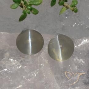 Pedras preciosas de Sillimanita Olho de Gato Cinza muito claro natural de 3.07 ct, oval, Translúcido