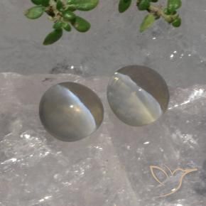 Pedras preciosas de Sillimanita Olho de Gato Cinza muito claro natural de 3.07 ct, oval, Translúcido