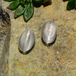 Pedras preciosas de Sillimanita Olho de Gato Branco natural de 1.37 ct, oval, Translúcido