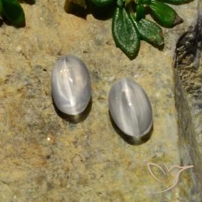 Pedras preciosas de Sillimanita Olho de Gato Branco natural de 1.37 ct, oval, Translúcido