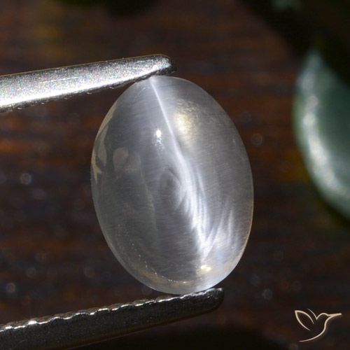1.54ct Natural branco quente Sillimanita Olho de Gato, oval, Translúcido