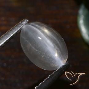 Sillimanita Olho de Gato branco quente Natural 1.54ct, oval, Translúcido
