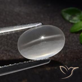Sillimanita Olho de Gato Branco Natural 1.51ct, oval, Transparente