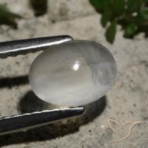 Sillimanita Olho de Gato Branco claro Natural 1.44ct, oval, Transparente