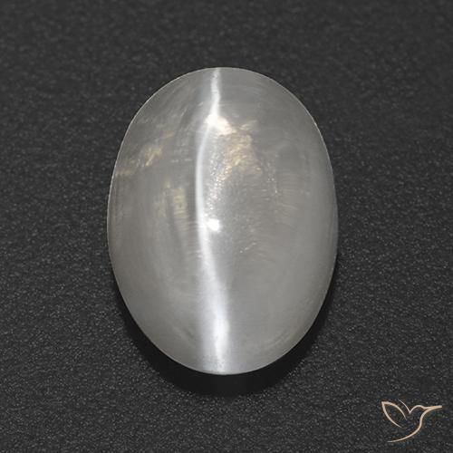 1.82ct Natural Branco claro Sillimanita Olho de Gato, oval, Transparente