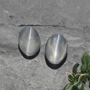 Pedras preciosas de Sillimanita Olho de Gato Branco claro natural de 2.15 ct, oval, Transparente