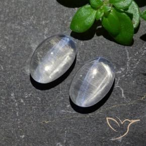 Pedras preciosas de Sillimanita Olho de Gato Branco claro natural de 2.39 ct, oval, Transparente